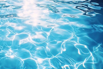 Aufkleber - Tranquil blue water surface reflecting sunlight patterns in a serene pool environment : Generative AI