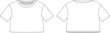 © Gal-Art - Editable flat sketch of a short-sleeved crop top with a crew neck. Includes front and back views. For fashion design, tech packs, and garment development.