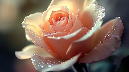 Poster - Gorgeous pink rose with dewdrops resting on its petals capturing the essence of fresh beauty : Generative AI