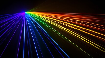 Aufkleber - Vibrant Color Spectrum Radiating Light Waves in a Dark Background Creating an Eye Catching Visual Display : Generative AI