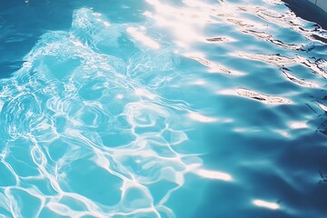 Aufkleber - Glistening reflections on a soft blue water surface in a peaceful and calming pool scene : Generative AI