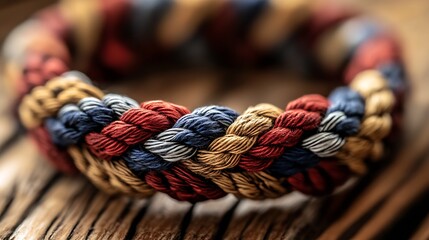 Poster - Vibrant braided bracelet featuring colorful fibers and intricate weaving for a fashionable touch : Generative AI