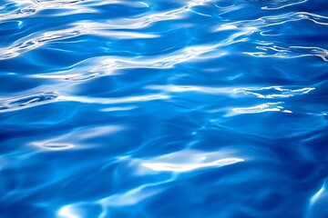Aufkleber - Vibrant blue surface of water reflecting light creating a serene aquatic background : Generative AI