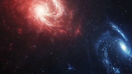 In the cosmic voyage, a celestial dance of swirling galaxies, nebulae, and distant planets takes place, driven by the power and energy of dark matter and glowing stars that create a fantastic