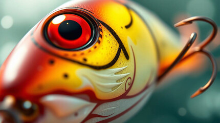 An extreme macro close-up of a fishing lure in an Isekai anime style, showcasing expressive details and a dynamic composition, focusing on small subject details.jpg