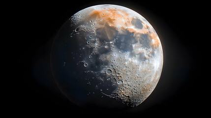 Detailed Close Up View Of The Moon With Craters