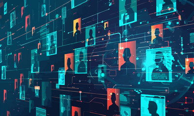 concept of data privacy with a vector scene featuring individuals managing their digital profiles an