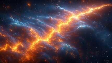 Wall Mural - a serene cosmic river of liquid stardust, flowing across a deep space landscape, forming breathtakin