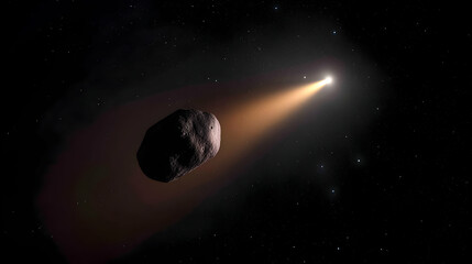 Wall Mural - Asteroid In Space With Glowing Tail