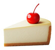 © Oksi - Slice of creamy cheesecake with a red cherry on top on a transparent background