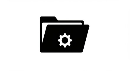 A folder icon with a gear symbol on a white background