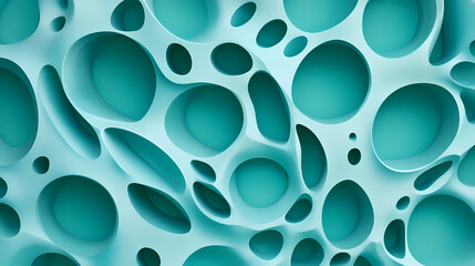 Wall Mural - abstract pattern of light teal circles and holes. hollow engravings. illustration
