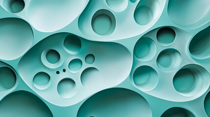 Wall Mural - abstract pattern of light teal circles and holes. hollow engravings. illustration