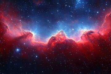 Wall Mural - Vibrant Cosmic Nebula with Open Star Cluster and Illuminated Edges