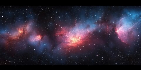 Wall Mural - Vibrant Cosmic Nebula Digital Painting Pink Blue Purple Stars