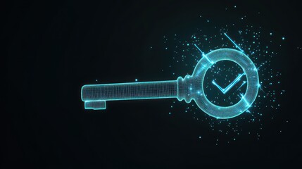 Glowing Key, Verified, Digital, Abstract, Dark Background