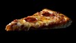 © akun - Isolated Pepperoni Pizza Slice on Black Background Showcasing Delicious Meal