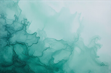 Wall Mural - abstract teal and white fluid art background. soft, flowing ink or watercolor effect creates a calmi