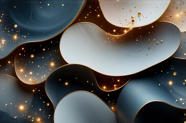 Wall Mural - elegant abstract background featuring layered, flowing shapes in shades of blue, grey, and white, hi