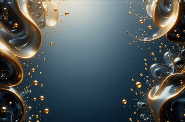 Wall Mural - elegant abstract background with flowing silver and gold shapes. metallic and shiny textures create 