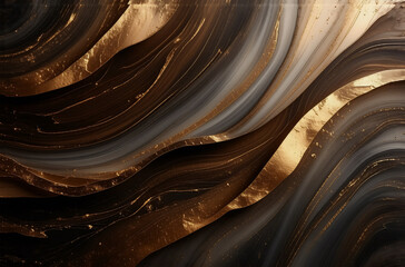 Wall Mural - elegant abstract background with swirling gold and dark grey hues. metallic texture creates an elega