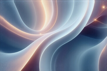 Wall Mural - soft waves of light in blue and orange hues create an elegant and modern abstract background. smooth