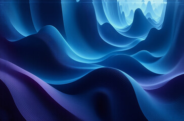 Wall Mural - abstract flowing waves in shades of blue and purple create a smooth, dynamic and visually captivatin