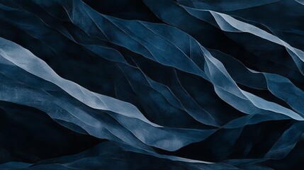 Wall Mural - textured, wavy, dark blue abstract background with overlapping shapes