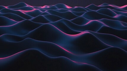 Wall Mural - undulating surface with pink and blue light