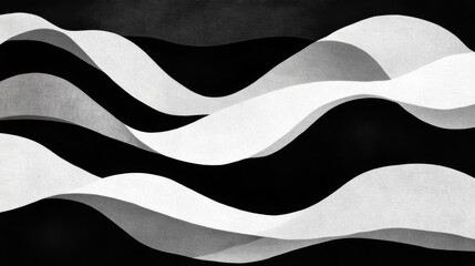 Wall Mural - wavy layers present a striking monochrome image with contrasting textures