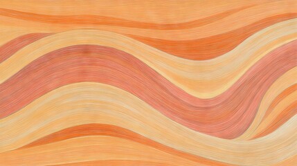 Wall Mural - wavy layers of orange, peach, and pale yellow hues create a smooth, calming, abstract, and minimalis