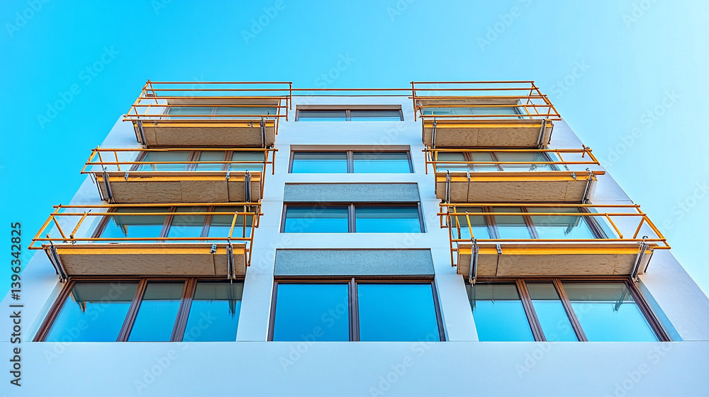 Foto de Stock Thermal insulation of a multi-story apartment building ...