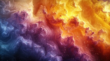 Wall Mural - Abstract swirls purple & gold, wispy clouds, ethereal, otherworldly, dreamy