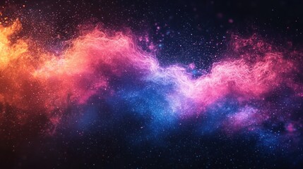 Wall Mural - Cosmic dust cloud with orange, pink, and blue hues against dark backdrop
