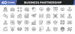 © Abbasy  Kautsar - Business partnership icons set. Web line icons collection related teamwork, leadership, collaboration, manager. Editable stroke. Perfect pixel vector illustration isolated on white background.