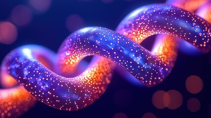 Wall Mural - helix glowing, spiral structure with vibrant blue and orange hues, bokeh background