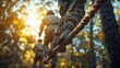 © jago - Soldiers navigating a rope course in a wooded area.