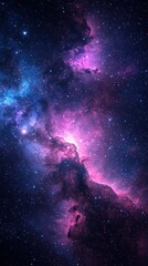 Wall Mural - Nebula Cosmic dust and gas, illuminated in blue and pink against starry space