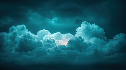 Wall Mural - Ominous clouds gather, back-lit by a glow, hinting at a break in the storm