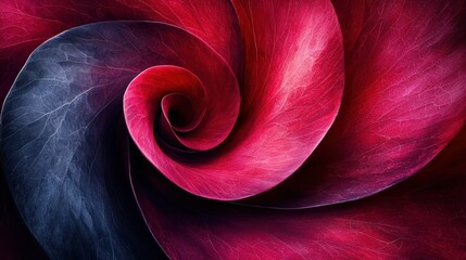 Wall Mural - Swirling petals in shades of red and blue create a mesmerizing abstract form