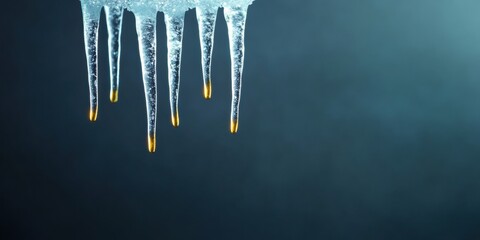Aufkleber - Crystalline Winter Minimalism Ethereal Icicle Formations in High-Resolution 8K - Avant-Garde Digital Design and Climate Visualization Branding Element