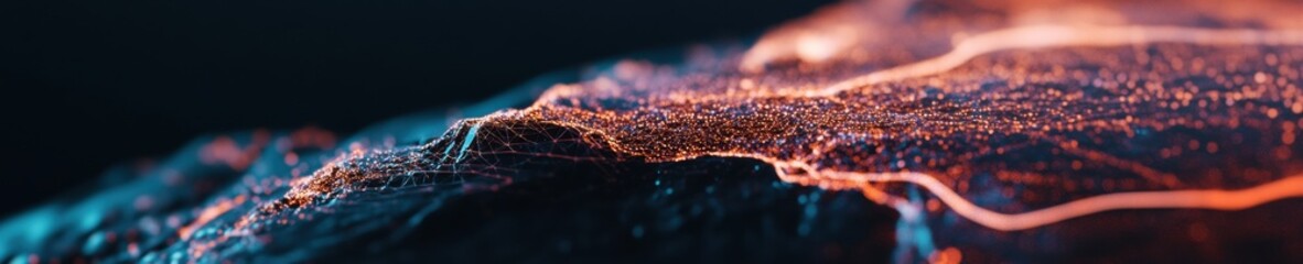 Fototapete - Liquid Metallic Flow Iridescent Digital Terrain Visualization Showcasing Quantum Aesthetic - Next-Gen Data Visualization and Immersive Design Innovation