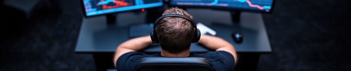 Poster - Digital Performance Burnout Immersive Trading Analytics Dashboard Revealing Tech Professionals Intense Concentration and Workplace Stress Dynamics
