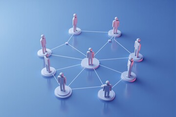 abstract human network connection concept on blue background.