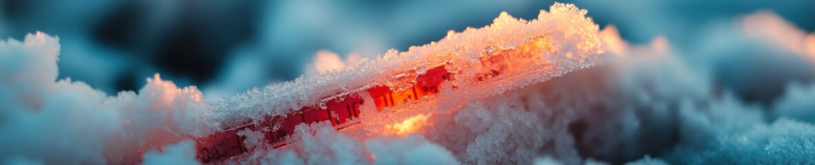 Aufkleber - Thermal Dynamics Revealed Precision Zero-Point Thermometer in Frost-Laden Landscape - Climate Science Visualization for Next-Gen Environmental Education