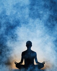 Poster - Neuroplastic Mindfulness Quantum Wellness Visualization for Digital Mental Health - Immersive Meditation Experience in Tranquil Blue Ethereal Landscape