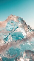 Poster - Glacial Metamorphosis Luminescent Arctic Ice Textures Exploring Climate Tech Innovations and Ethereal Environmental Design Narratives