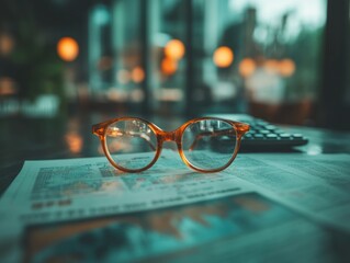Poster - Retro Tortoiseshell Eyewear in Digital Workspace Vintage-Modern Productivity Aesthetic for Creative Professionals and Mindful Remote Work Environments