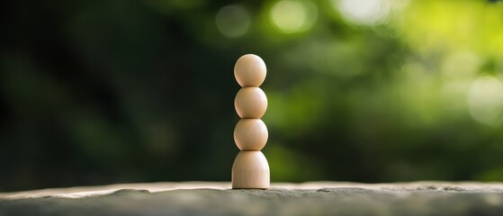 Poster - Mindful Balance Minimalist Wooden Figures in Zen Composition - Holistic Wellness, Emotional Resilience, and Neurodesign Therapy Visualization