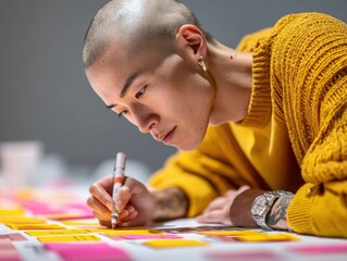 Poster - UX Design Revolution Gen Z Non-Binary Creative Professional Mapping User Experience with Vibrant Design Thinking and Innovative Persona Methodology
